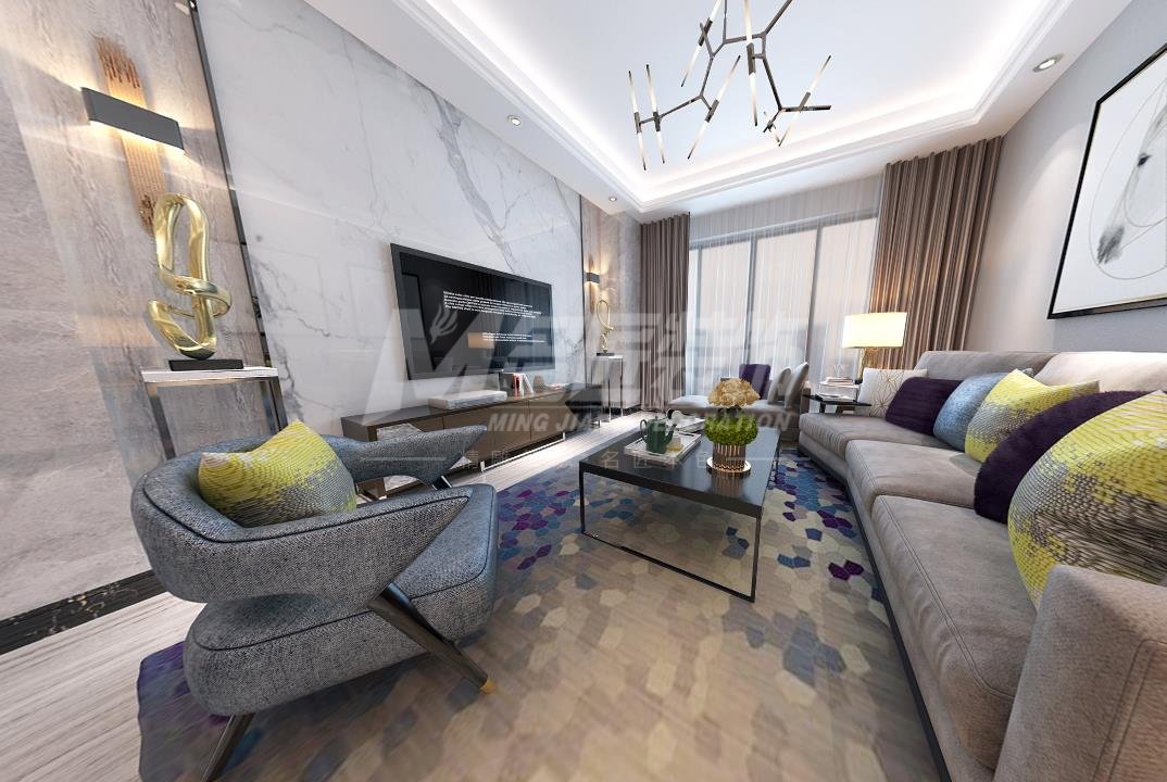 日照市榮安廣場現代簡約風格三居室裝修案例